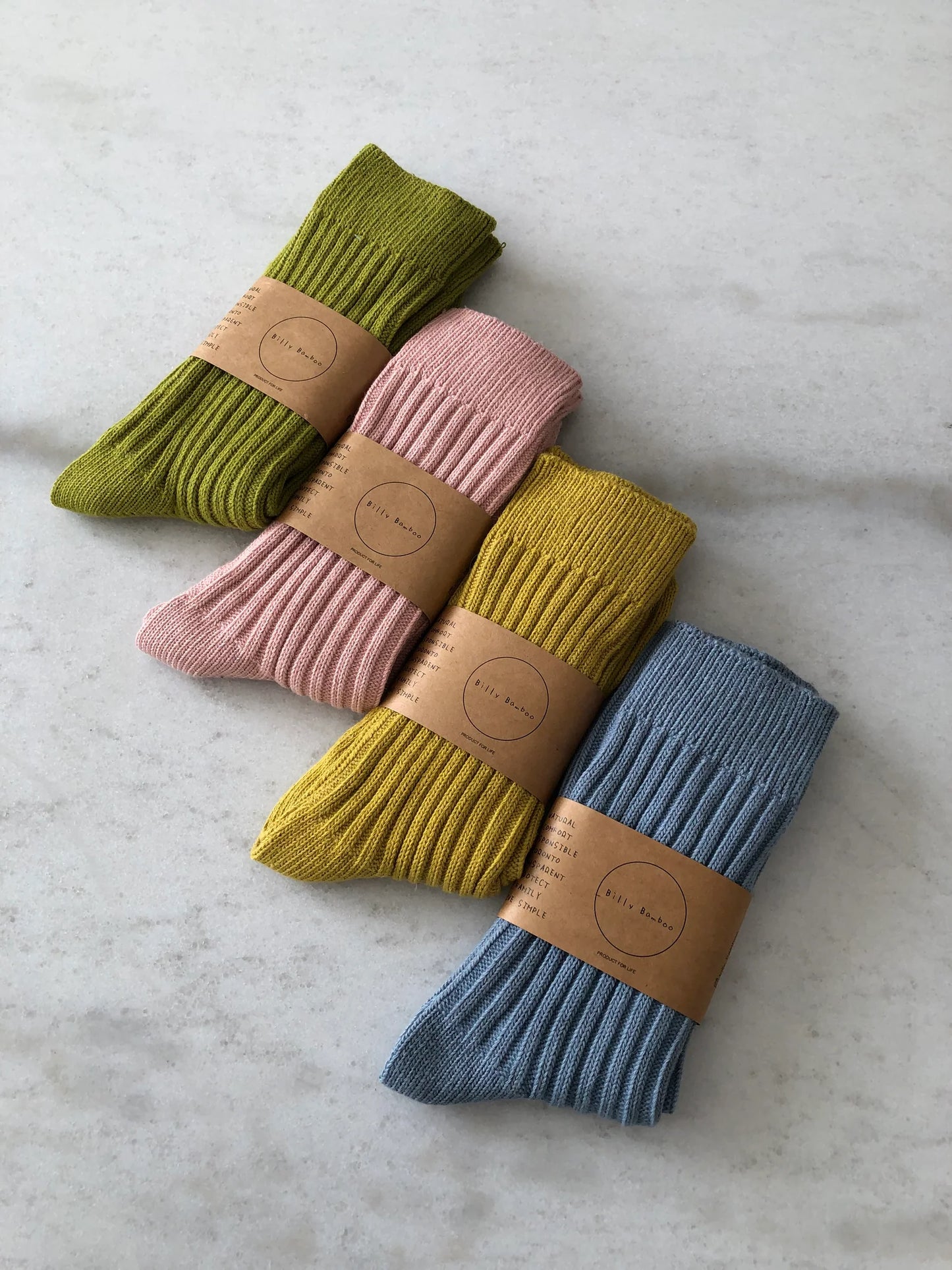 Chaussette haute en coton côtelé - Pastel