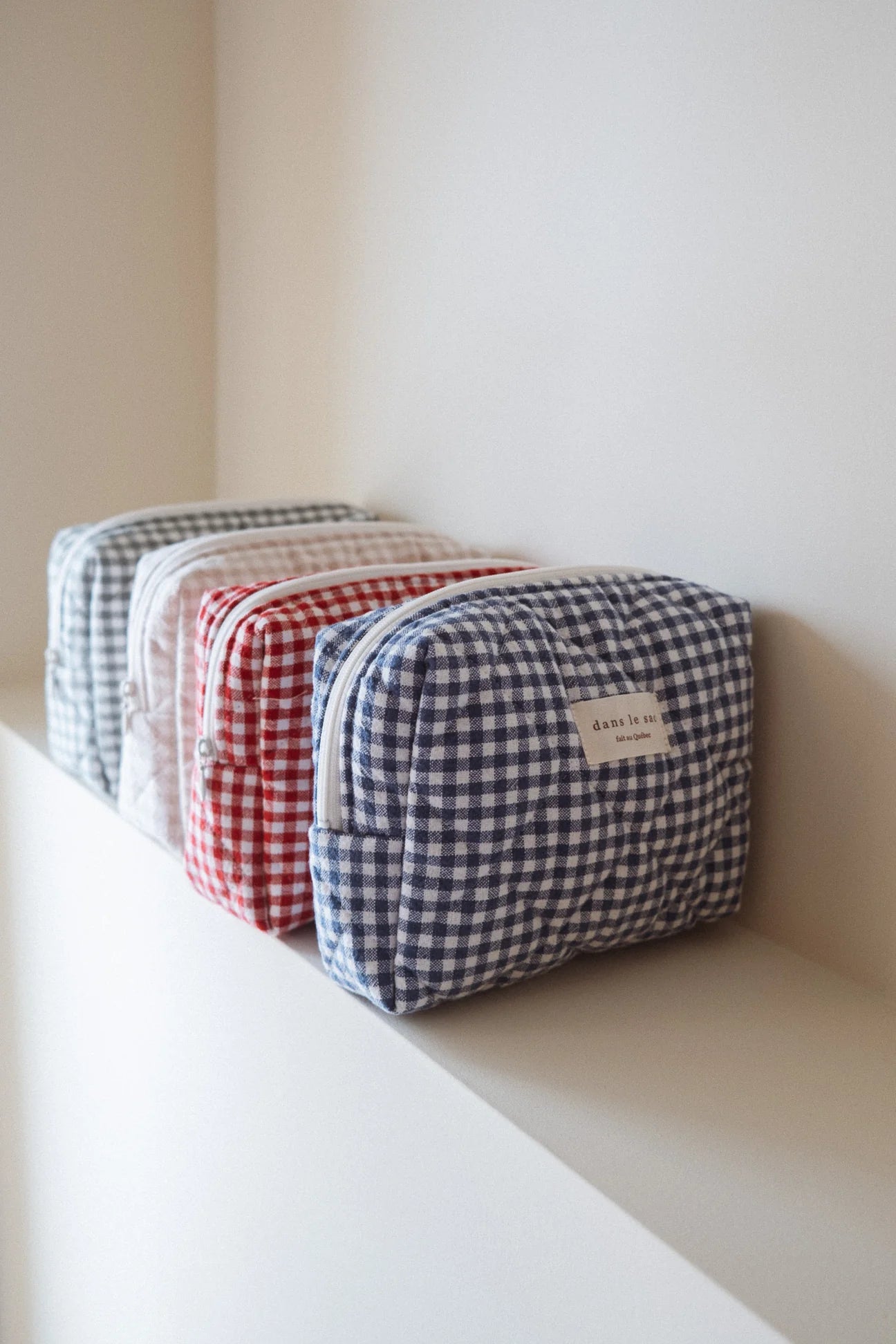 Pochette matelassé en coton biologique - Vichy