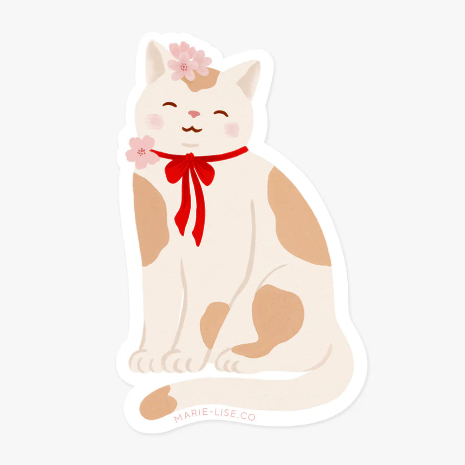 Autocollant découpé - Chat et Sakuras