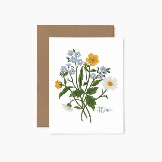Carte de souhaits - Fleurs sauvage "Merci"