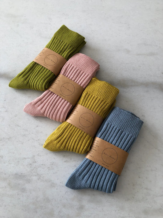 Chaussette haute en coton côtelé - Pastel