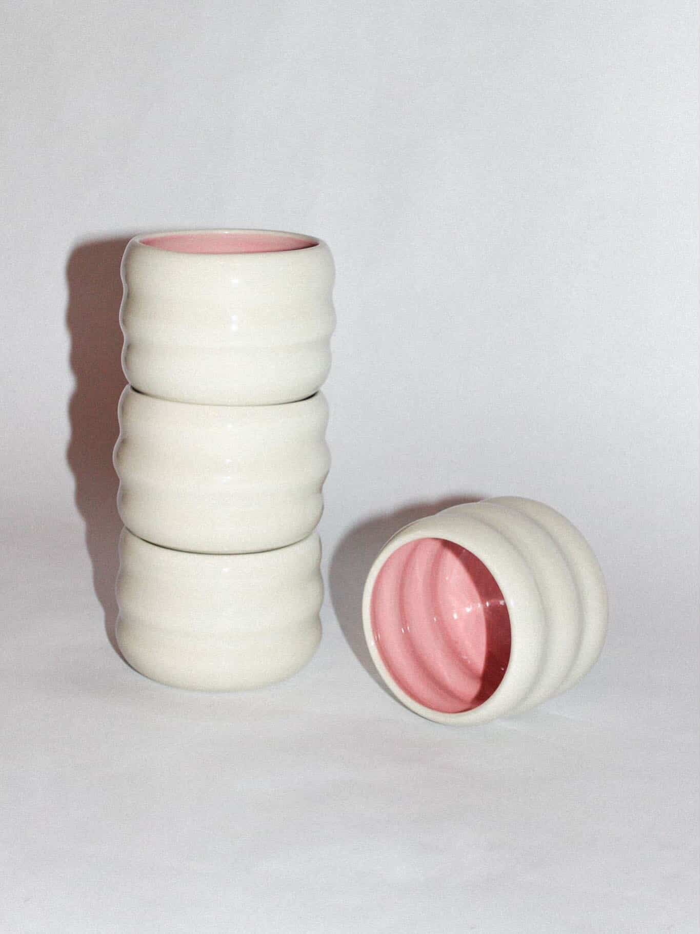 Tasse wavy - Crème et rose