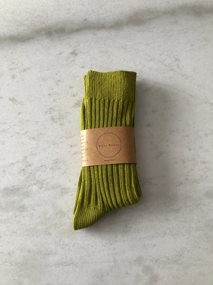 Chaussette haute en coton côtelé - Pastel