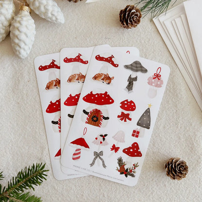 Feuille d'autocollants - Champignons de Noël