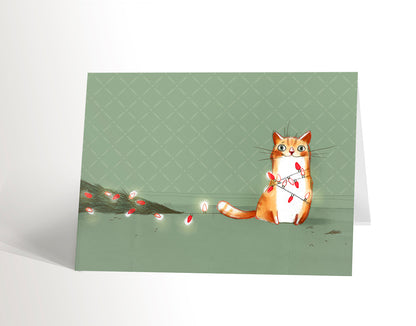 Carte de souhaits - Chat au sapin
