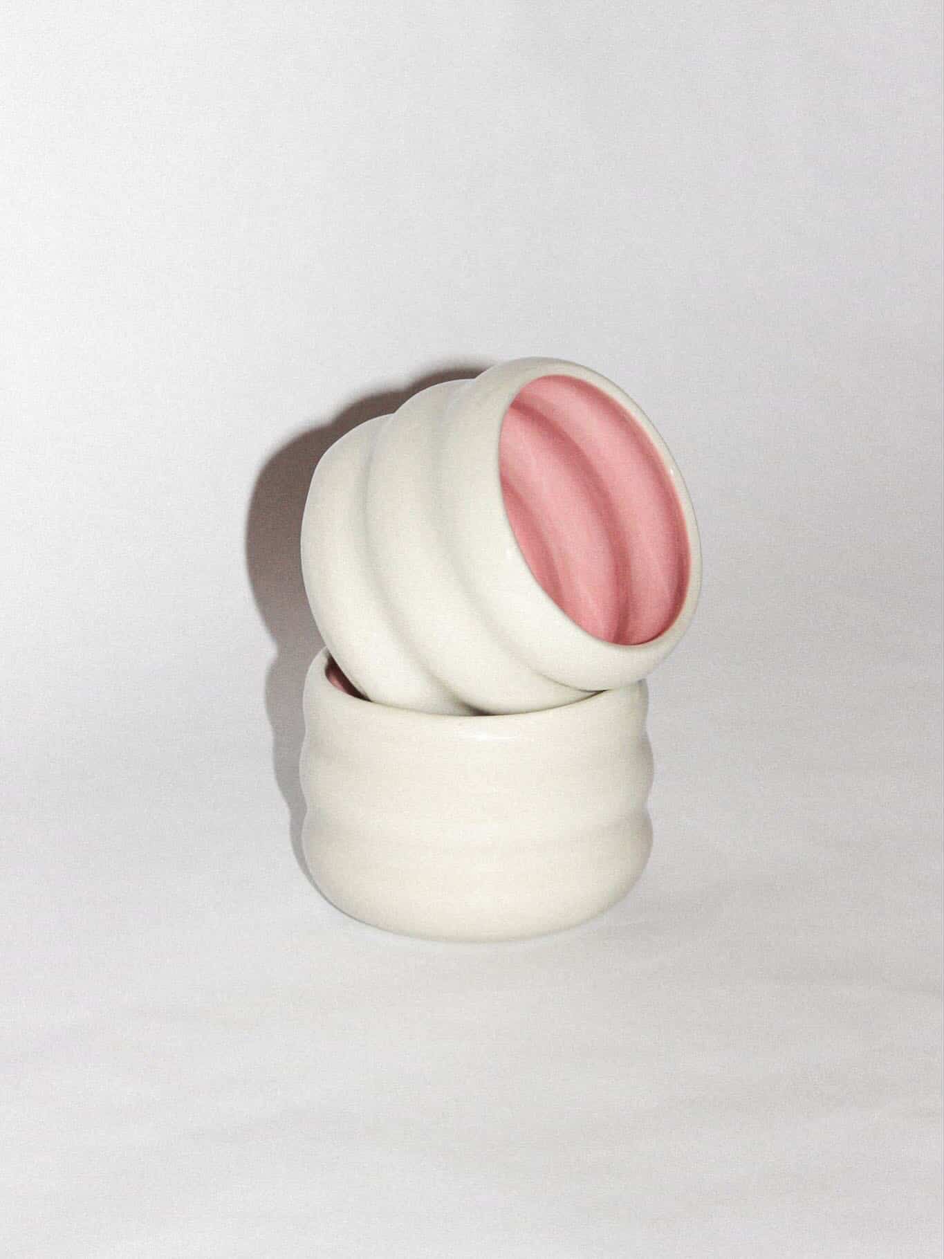 Tasse wavy - Crème et rose