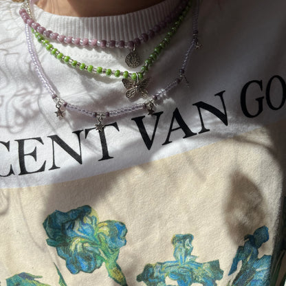 Collier papillon vert et silver