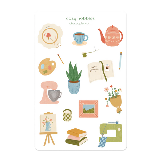 Feuille d'autocollants - Cozy hobbies